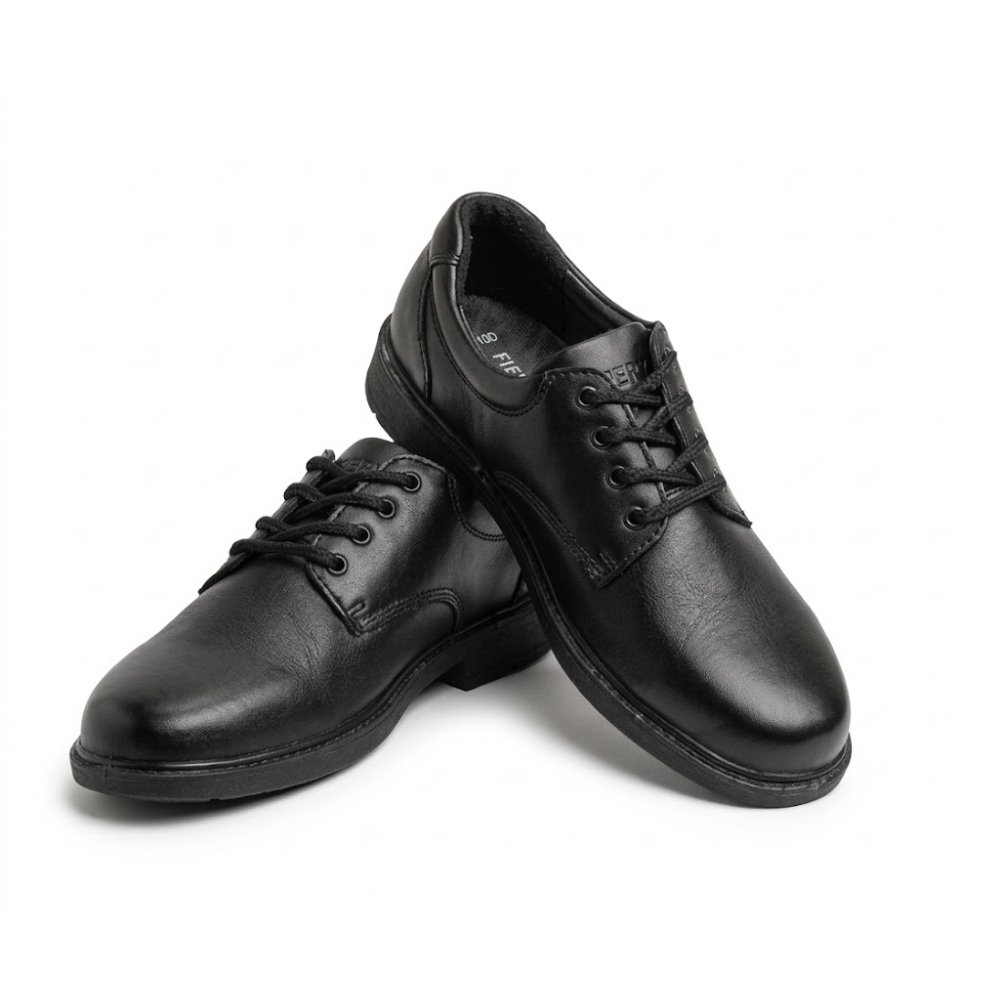The Adhyyan School (6) Boys School Shoes Black with Lace - Image 1